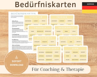 BEDÜRFNISKARTEN DEUTSCH | Für Coaching, Therapie, Schule, Teambuilding uvm. Digitaler Download zum SOFORT herunterladen
