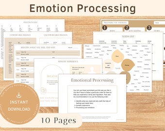 EMOTIONAL PROCESSING Worksheets | Therapy, Journaling, Counseling, Coaching | Improves Emotional STABILITY | Instant Download