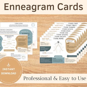 ENNEAGRAM “Cheat Sheet” CARDS | for Therapy, Coaching, and Self Reflection | INSTANT Download