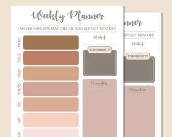 Printable Weekly Planner, Undated, Productivity Template (PDF)