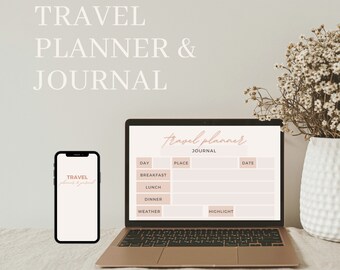 Diario de viaje planificador de viajes imprimible regalo diario de viaje regalo digital planes de vacaciones de viaje calendario de viaje imprimible diario del planificador de viajes móvil