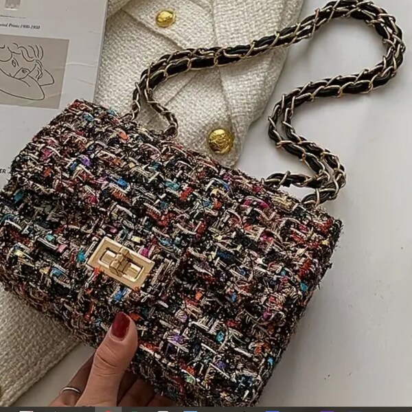 Luxury Tweed Crossbody Bag