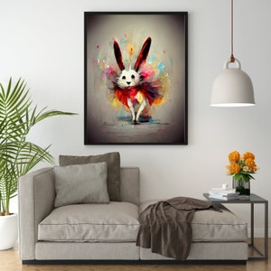 Rabbit Bunny Art Watercolor Print, Digital download, Home decor, Printable Animals