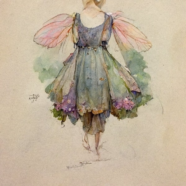 Flower Fairies Princess watercolor clipart- Garden Forest kids digital junk journal - Magic fairytale Watercolor fairycore instant download