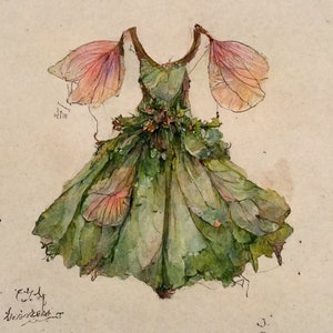 Forest Fairies Clothes watercolor clipart -Enchanted Forest garden kids illustrations- Magic fairy tale tree fairy illustration download