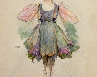Flower Fairies Princess watercolor clipart- Garden Forest kids digital junk journal - Magic fairytale Watercolor fairycore instant download