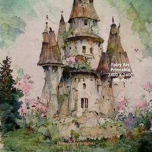 Feeën aquarel clipart- Enchanted Forest Puppy Print ~ Kinderillustraties ~ Fairytale Art Ephemera ~ Aquarel fairy instant download