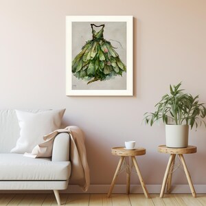 Whimsical Leaf and Flower Dress - Fairy-Tale Inspired Botanical Fashion Art - Digital Download for Nature Lovers