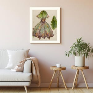 Whimsical Flower-Inspired Dress Illustration with Floral Embellishments - Nature-Inspired Fairy Art for Digital Download