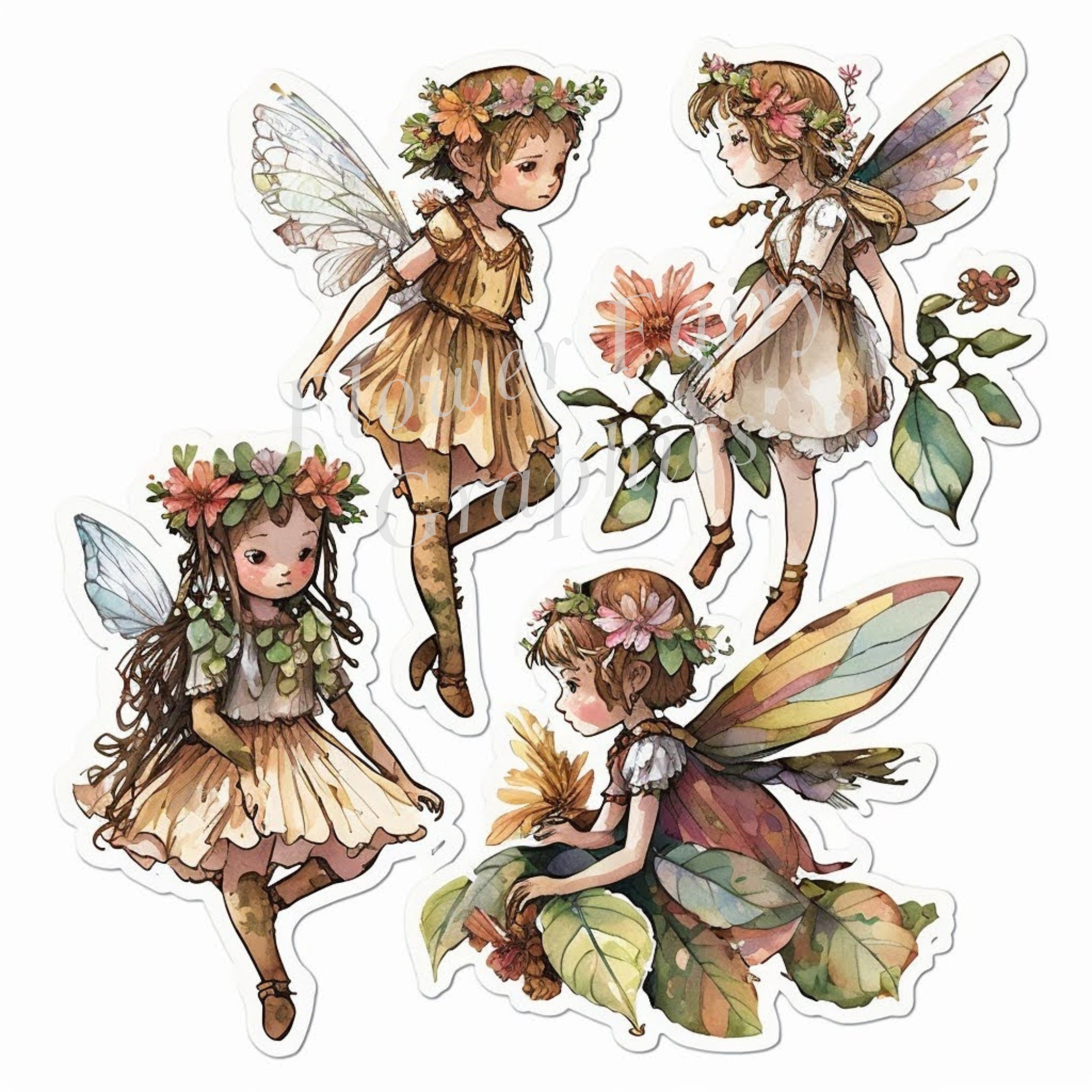Vintage Fairy Art Printable Stickers, Fairy Clipart, Junk Journal