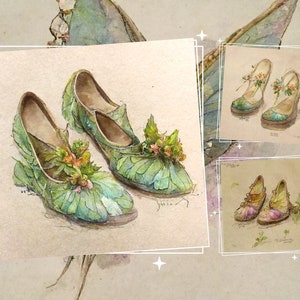 Feen Aquarell Clipart, Zauberwald Feen Schuhe, Junk Journal, Bastelkits, Fantasy Journal Seiten, Digitale Bögen, DIY