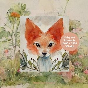 Flower Fairy Animals aquarel clipart- Enchanted Forest garden digitale junk journal - Magic fairytale - fairycore instant download