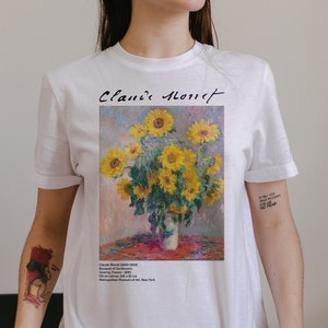 Ramo de girasoles de Claude Monet • Camisa Bella Canvas • Camiseta de bellas artes • Pintura de Monet • Impresión de obras de arte de Monet • Camiseta vintage estética