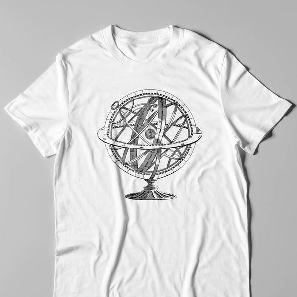 Vintage Armillary Sphere Sketch T-Shirt • Unique Celestial Design • Artistic Astronomy Tee • Historical Science Apparel • Unisex | Sphere