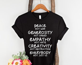 Vrede op aarde T-shirt • Wereldvrede protest shirt • Geen oorlog meer shirt • Stop Wars TShirt • Maak vrede niet oorlog TShirt • Hippie TShirt