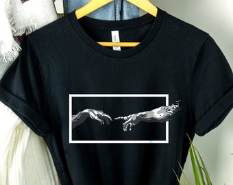 The Creation of Adam T-Shirt • Adam's Creation by Michelangelo • God Adam Hands • Alternative Renaissance Art Shirt • Soft Grunge Design