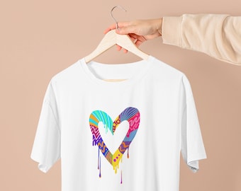 Chemise de coeur • Coeur coloré • Chemise de jour de Valentines • T-shirt de coeur d'amour • Cadeau pour Valentine • Chemise mignonne de coeur • Chemise d'amour, cadeau pour elle