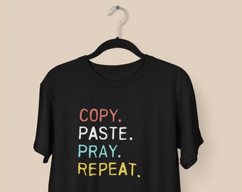 Camisa codificadora, copiar pegar camiseta, programador-desarrollador de software-desarrollador web camiseta, nerd de TI, regalo para codificadores, geek presente, copiar pegar broma