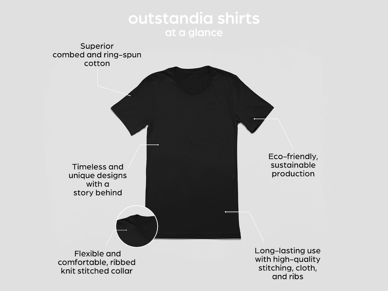 May include: A black t-shirt made from superior combed and ring-spun cotton. The shirt features a ribbed knit stitched collar and is designed for long-lasting use with high-quality stitching, cloth, and ribs. The shirt is eco-friendly and made with sustainable production practices.