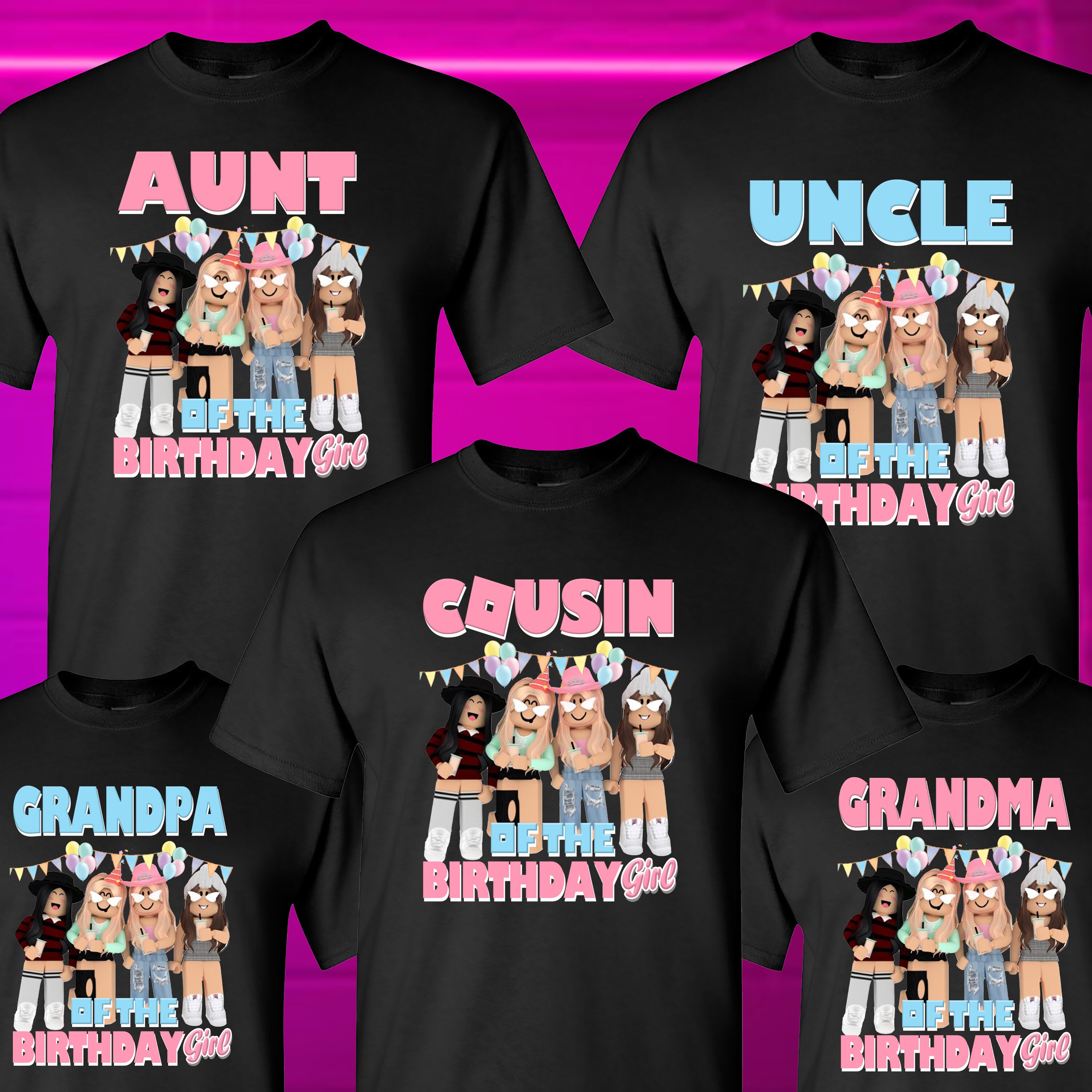 Personalised Roblox Birthday Theme Family Matching Shirt - Jolly