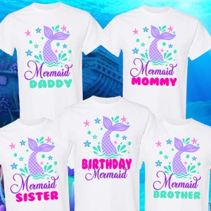 Meerjungfrau Geburtstag T-Shirt PNG-Dateien, Bundle Familie T-shirt, Meerjungfrau T-Shirt Designs, sofortiger PNG Download, digitale Datei.