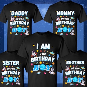 Astronaut Birthday T-shirt PNG Files, Bundle Family T-shirt, Astronaut T-Shirt Designs, instant PNG Download, Digital File.