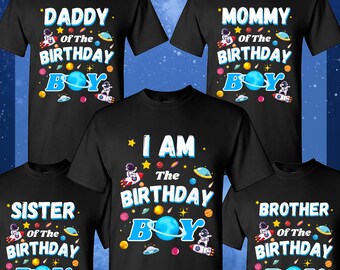 Astronaut Birthday T-Shirt PNG Bundle: Family Matching Designs (Digital File)