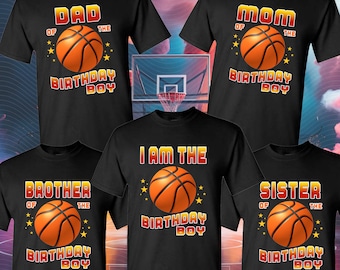 Archivos PNG de camisetas de cumpleaños de baloncesto, paquete de camisetas familiares, diseños de camisetas de baloncesto, descarga PNG instantánea, archivo digital.
