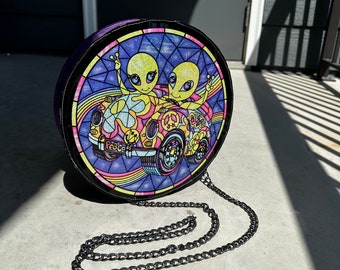 Nostálgico Rainbow Groovy Alien Bag, bolso de los años 90, bolso de hombro holográfico