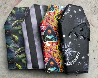 Horror, Carnivorous Plant, Goth Stripes, Nevermore, Rainbow Ouija, Tall Coffin Wallet