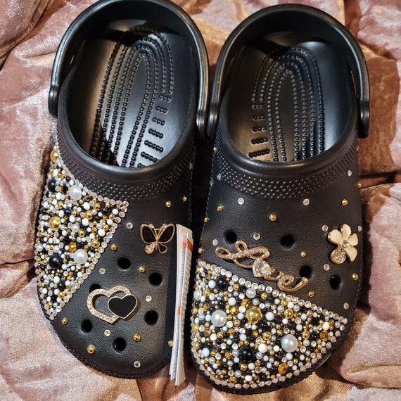 Black Charms Shoe Shinning Jibbitz Bling Shoe Clogs Custom Quality