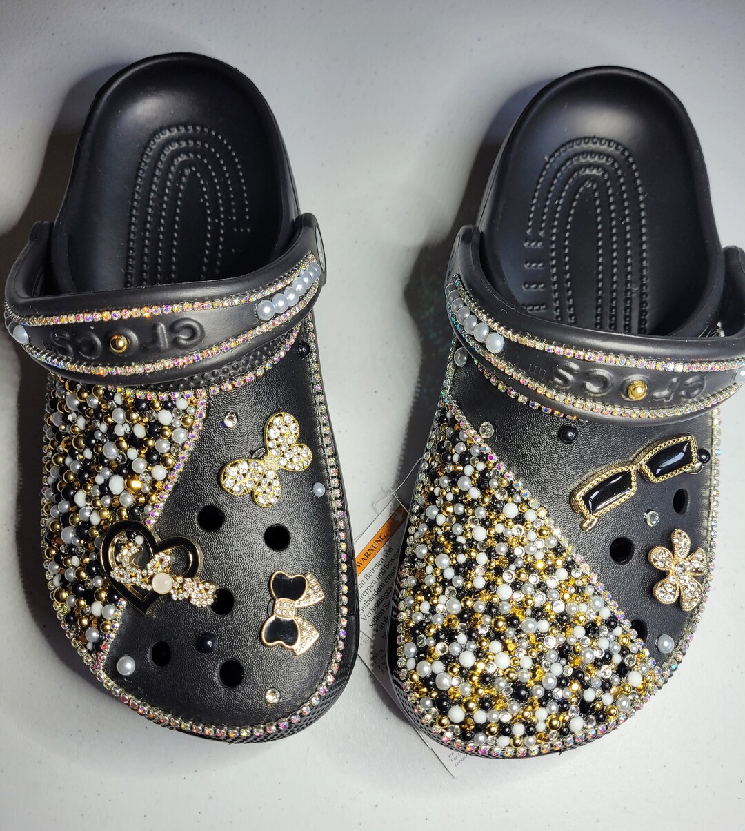 Black Charms Shoe Shinning Jibbitz Bling Shoe Clogs Custom Etsy