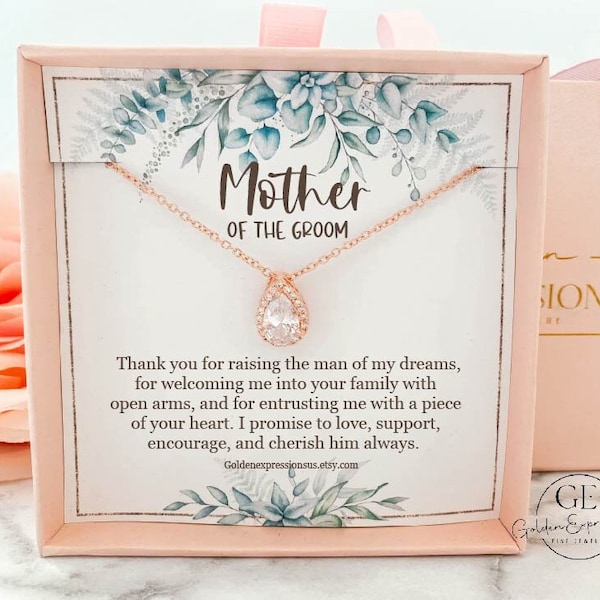 Mother in law wedding gift from bride / necklace and/or earrings set / Mother of the groom gift from daughter in law / greenery card jewelry