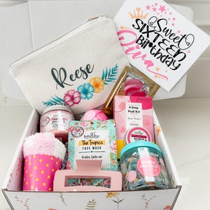 Sweet sixteen birthday gift box personalized / gift basket for Girl turning 16 years old  Spa Kit Glam Box for  niece daughter granddaughter
