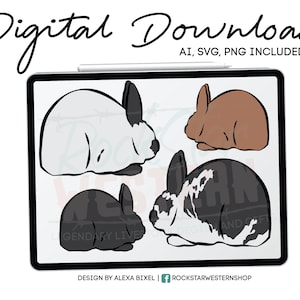 4 Show Rabbit Graphic Art - Ai - SVG _ PNG