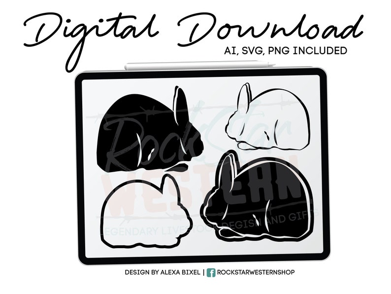 Show Rabbit Line Art - Ai - SVG - PNG - Etsy Australia