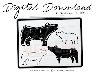 Market Pig Line Art - Ai - SVG - PNG