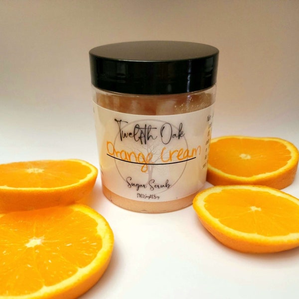 Orange Cream Sugar Scrub 8OZ Creamsicle Skincare Summer Scents Coconut Oil Jojoba Oil Body Scrub Exfoliant Cosmetics Skin Regeneration