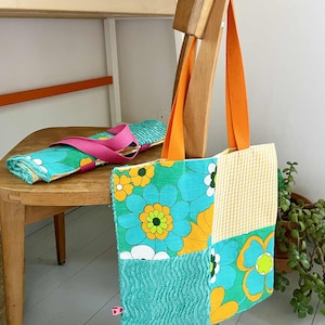 Zero-Waste-Einkaufstasche – Vintage-Tasche aus recyceltem Stoff – Handgefertigt – Gebraucht – Umweltfreundlich & wiederverwendbar