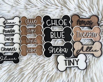 Personalized dog bone name sign, wooden dog name tag, dog kennel and crate sign, custom dog room sign, name plaque for dog, pet lover gift