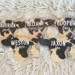 Cow birth stats sign for newborn, wood birth name sign for hospital, baby name announcement sign, western cowboy cowgirl birth stat sign