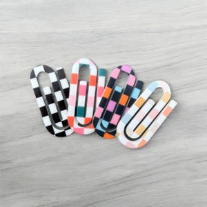 Paperclip bookmark, planner clip, checkered bookmark, bookmark gift for teacher, gift for book lover, acrylic bookmark, teacher appreciation