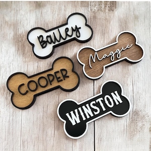 Personalized dog bone name sign, wooden dog name tag, dog kennel and crate sign, custom dog room sign, name plaque for dog, pet lover gift