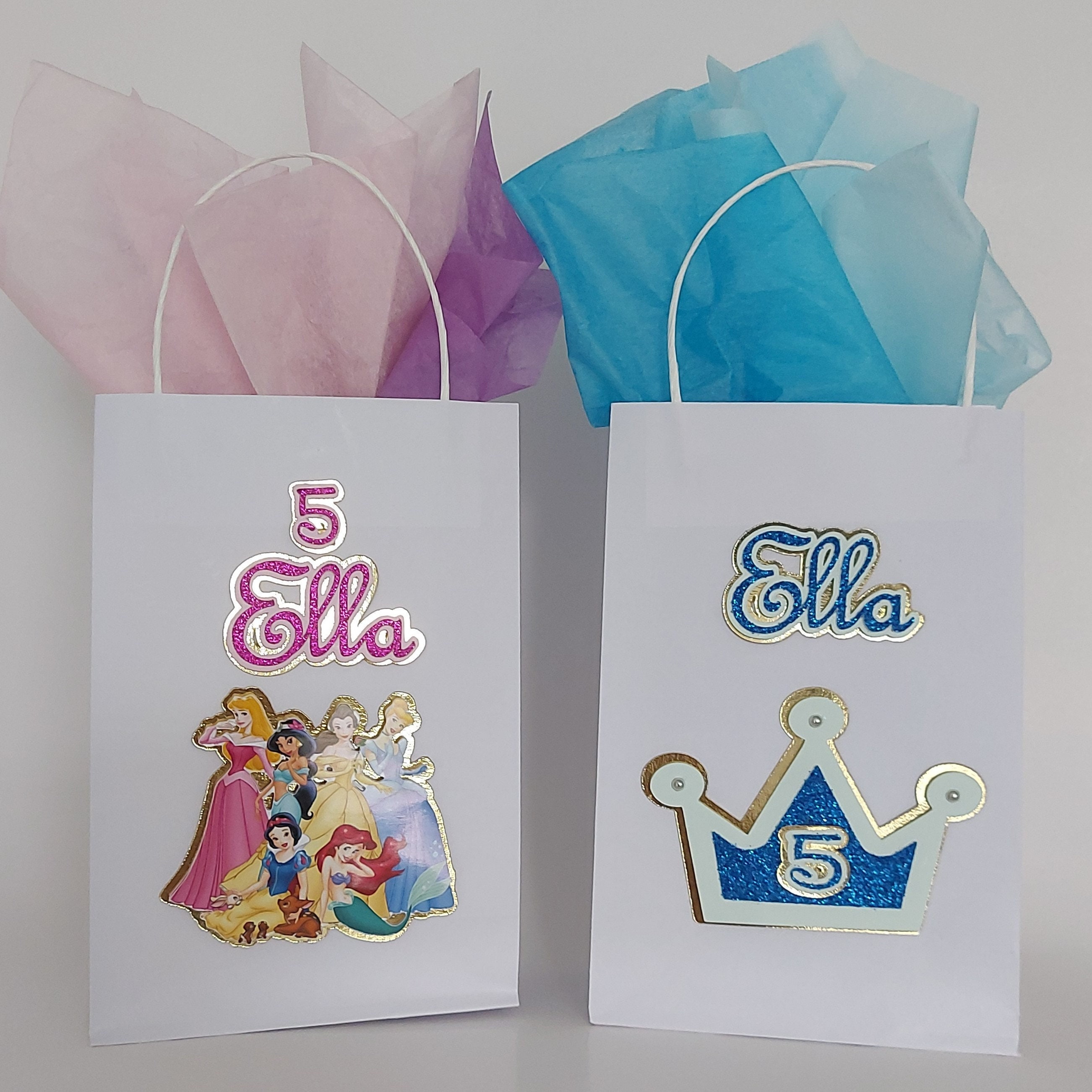 Personalized Favor Bags, Princess Party Favor Bag , Princess Paper Bag ,  Gift Bags , Princess Party Favors Goodies Bags 