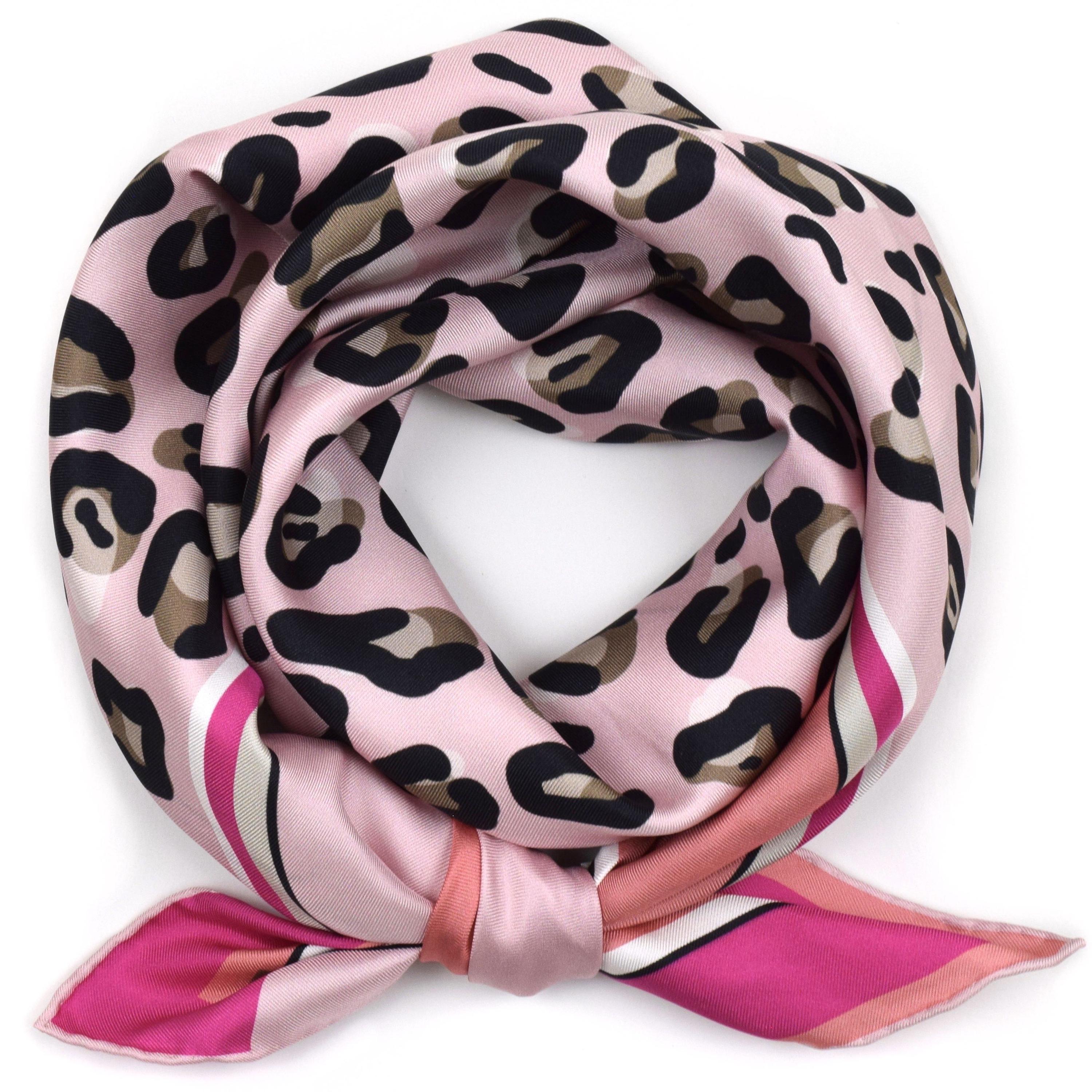 Pink Leopard Print Mulberry Silk Scarf, Modern 35” Square - Etsy