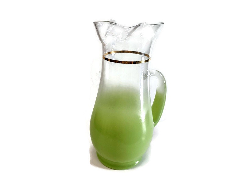 Acopa Tropic 50 oz. Glass Pitcher with Green Rim