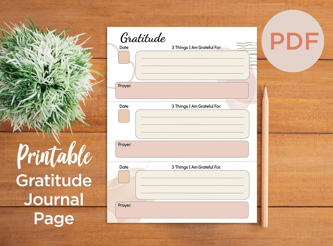 PRINTABLE Gratitude Journal Template Abstract Neutral Color Theme FULL ...
