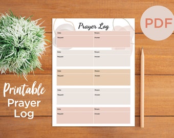 PRINTABLE Prayer Log Template Abstract Neutral Color Theme - Etsy