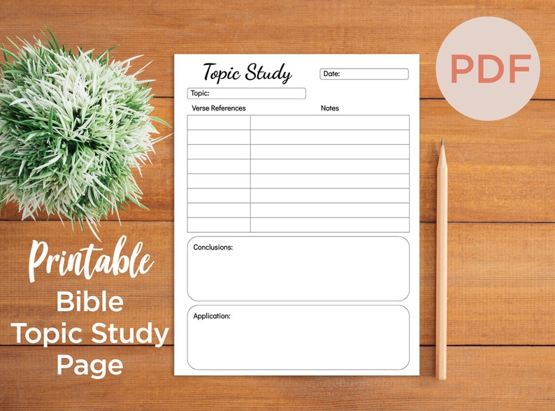 PRINTABLE Bible Topic Study Template Minimalist Black &amp; White - Etsy