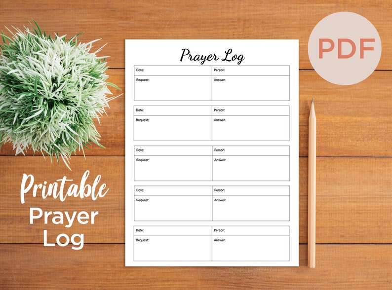PRINTABLE Prayer Log Template Minimalist Black &amp; White - Etsy